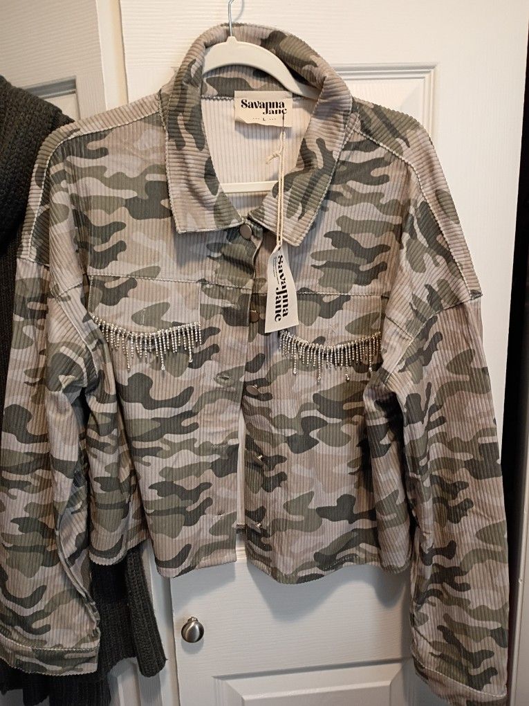 Savana Jane Boutique Camo Jacket With Tassels
