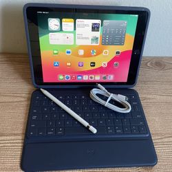 Apple iPad 7th Generation 128GB With Logitech Keyboard and Pencil 