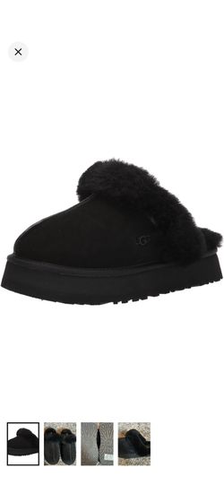 UGG Disquette Black Sheepskin Platform Slippers Women’s Size 10