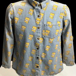 Vintage 90s Bart Simpson Denim Jacket - All Over Print  Collectible Woman’s Jacket