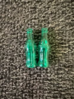 #77 Miniature Green Glass Coca-Cola Bottles Set of 2