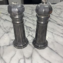 Vintage Silver Plated Salt Pepper Grinder Set Italy