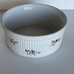 Vintage BIA Cordon Blue Porcelain Floral Oven to Table Soufflé Dish