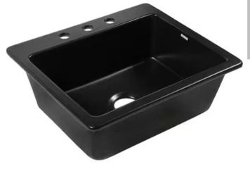 Sinkology Jackson 25 in. 3-Hole Drop-In Single Bowl Matte Black Fireclay Kitchen Sink