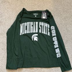 Michigan State Spartans Unisex XL Long Sleeve Shirt Green NCAA NWT