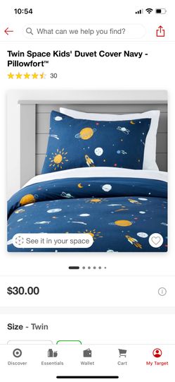 Brand New Twin Space Kids’ Duvet Cover Navy Pillowfort