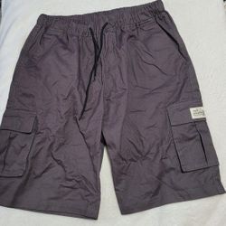 Men 2Xl Gray Cargo Drawstring Shorts With Pockets