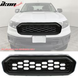 Fits 2019-2023 Ford Ranger XL/XLT/Lariat Front Upper LED Grille Assembly Smoke Lens
