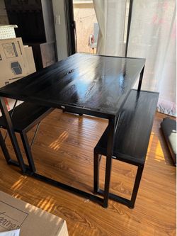 Black table with benches