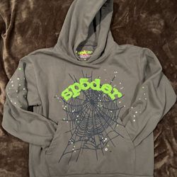 Sp5der Wait Web Hoodie Slate Grey