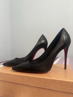 Christian Louboutin Black Leather Pointed-Toe Pumps