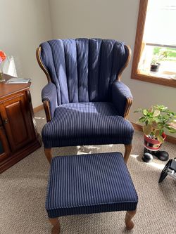 Blue Chair And Foot Stool