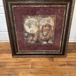 45” X 45” Home Interior And Gifts Global Lion Artwork Map Of Africa Lion Wall Decor