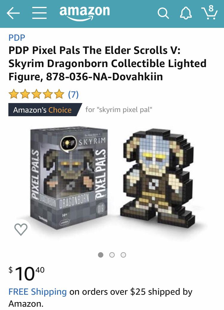 PDP Pixel Pals The Elder Scrolls V: Skyrim Dragonborn Collectible Lighted Figure, 878-036-NA-Dovahkiin