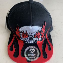 TOP LEVEL SNAPBACK SKULL & FLAMES HAT