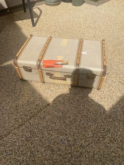 Sea Trunk - Vintage Hard Shell Suitcase with Wood Trim