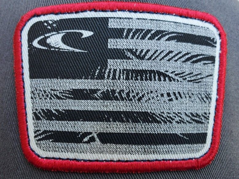 O'NEILL PATRIOT FLAG PATCH SNAP BACK GREY GRAY ONE SIZE BASEBALL CAP AMERICA USA