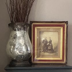 Antique Shadow Box Style Frame with Velvet Matted Photo