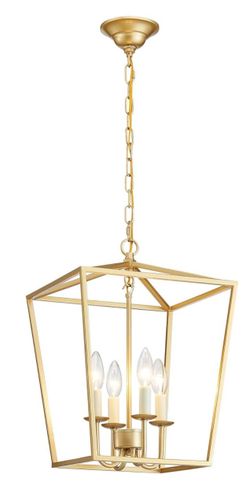 Gold Lantern Pendant Chandelier 4-Light