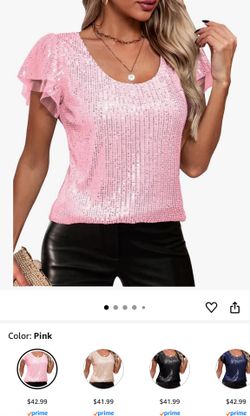 New** Pink Sequin Shirt Size M