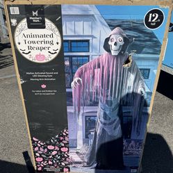 12 FT TALL ANIMATED GRIM REAPER W/Glowing Eyes
