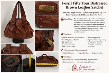 🔥 Vintage Fossil Fifty Four Leather Satchel! Soft distressed leather, beautiful patina, roomy interior, and classic Fossil styling. Perfect everyday 