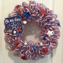 New 20” Hand Crafted Patriotic Wreath 