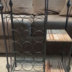 Black and Wood Wine Rack 