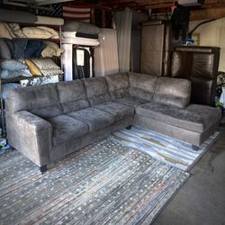 Gray L-Shape 116in by 90in Rightside Chaise Sectional Sofa from Ashley HomeStores