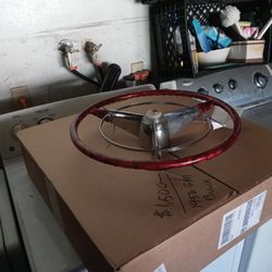 1956 GM Buick Steering Wheel Pearl Red Swirls Custom Painted 