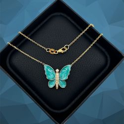Butterfly Diamond Necklace In 14k Yellow 