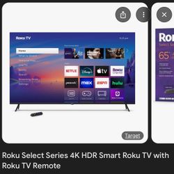 65 In Smart roku Tv W Remote