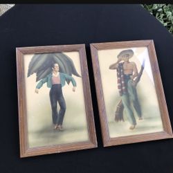1940s Original George Teco Prints * FRAMED PAIR