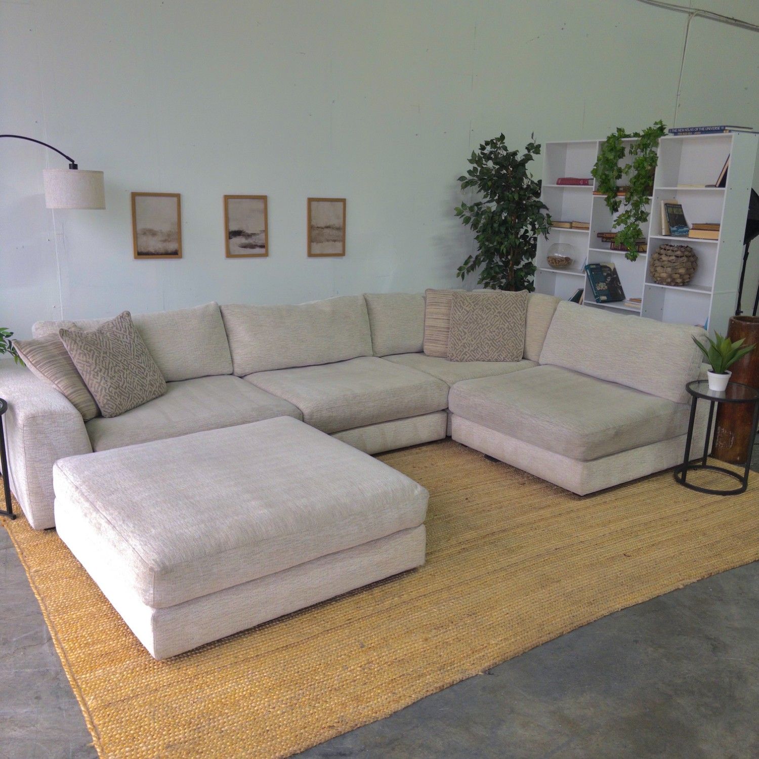Neutral Cindy Crawford Modular Sectional with Ottoman-Free Delivery!