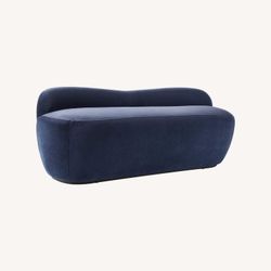 CB2 Navy Velvet Loveseat Bench