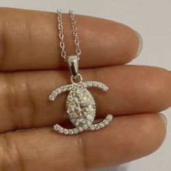 Solid Sterling Silver CC Moissanite Pendant 
