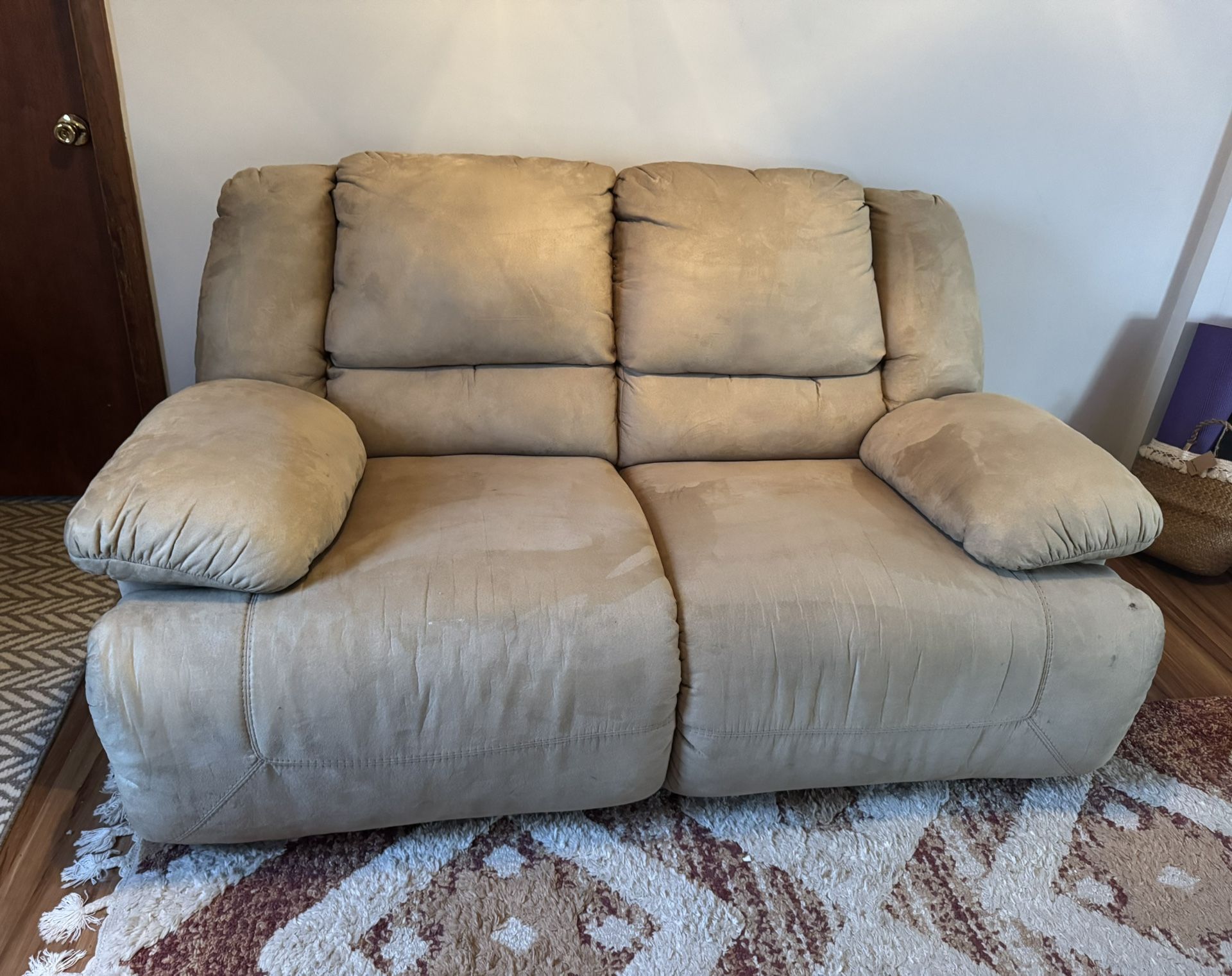 Suede Recliner Loveseat