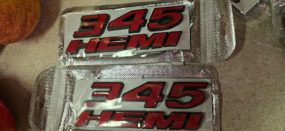 One 345 Hemi Badge Emblem Logo Nameplate Adhesive Back $40 Each SHIPPING AVAILABLE 