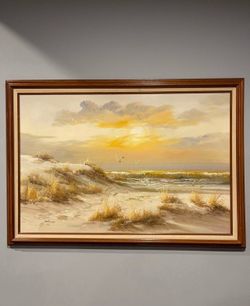 Beautiful Mid Century Seascape Oil Painting