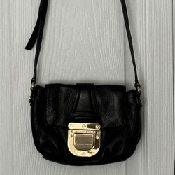 Michael Kors Black Leather Crossbody With Gold Clip