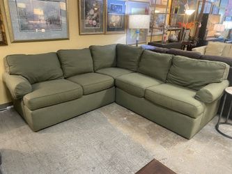 ETHAN ALLEN Moss Green Roll Arm Corner Sectional