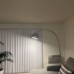 Modern Chrome Arc Floor Lamp – Living Spaces Bellina – Excellent Condition