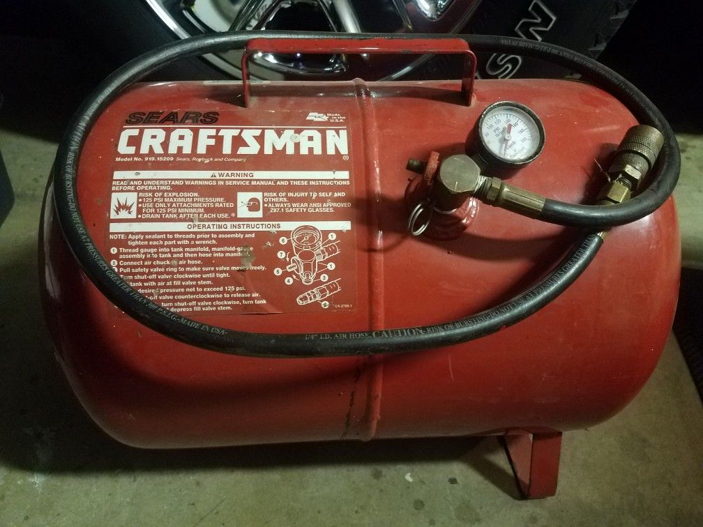Craftsman 5 Gal Portable Air Tank, Model 919-15209, Holds 125 psi