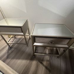 Mirrored Nightstands w/ Drawer – Set of 2 | Modern Glam Style
