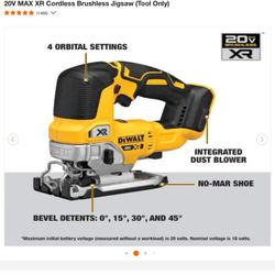 DEWALT 20V MAX XR Cordless Brushless Jigsaw (Tool Only)