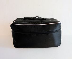 Victoria Secret Black Satin Cosmetic Essentials Travel Bag