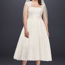 Tea Length Wedding Dress Plus Size 18