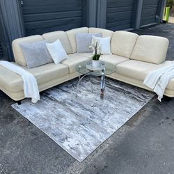 Sectional/couch/sofa, Leather, Beige, Pickup In Tampa, Delivery Available 