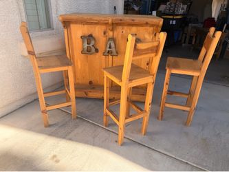 Custom Wood Bar & Matching Stools