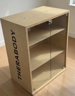 Therabody Branded Wood Display Cabinet with Glass Doors, Lock & Shelves - Retail Store Fixture